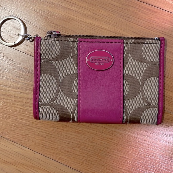 Coach Pink and Brown Key & Card Holder - Picture 1 of 2